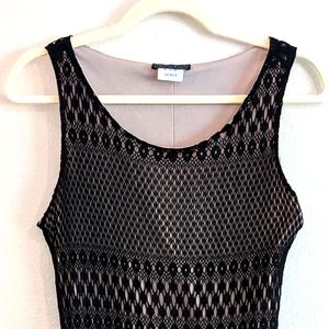 Ceduxion black lace and cream slip dress